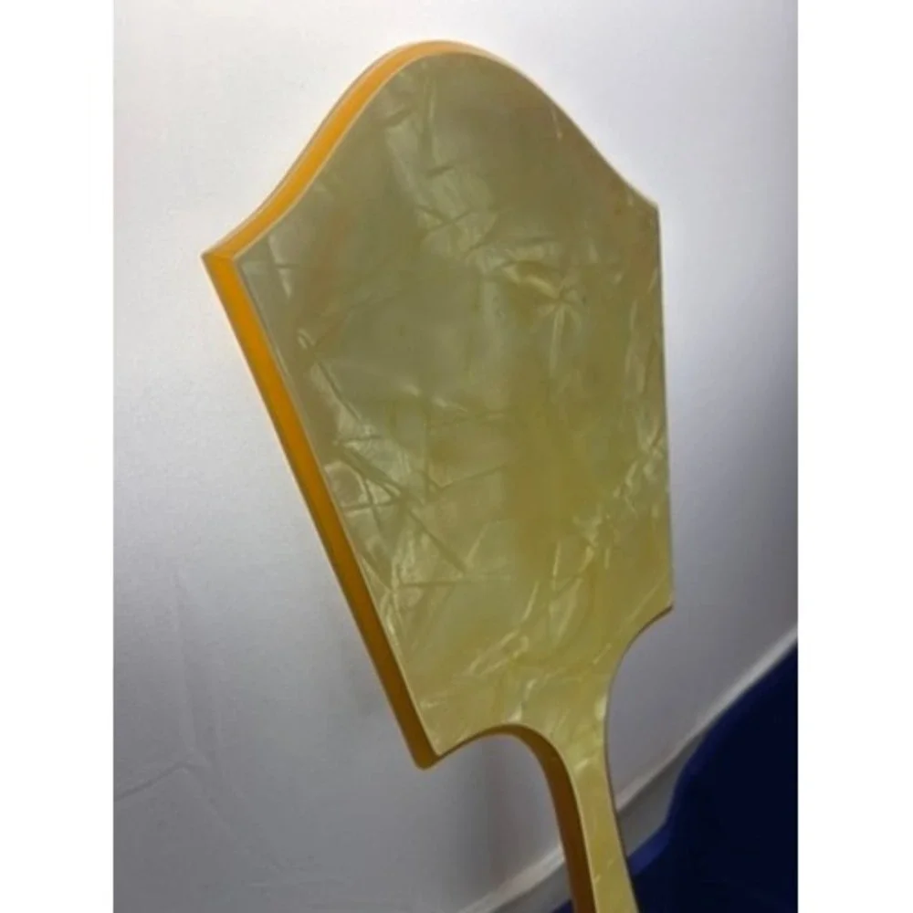 Vintage 1940s Butterscotch Lucite Hand Mirror Catalin Style Vanity Deco